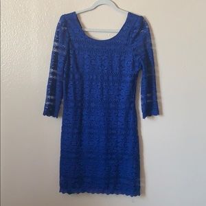Blue Lace Shift Dress